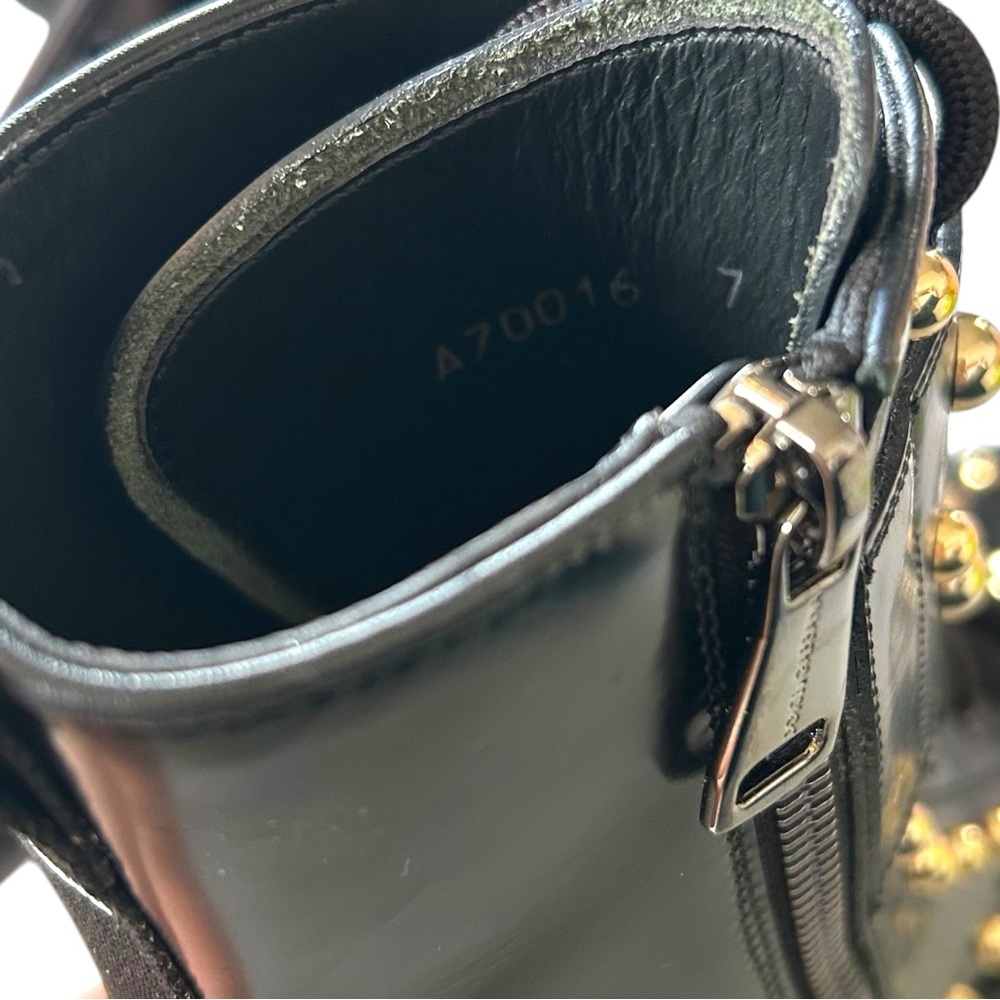 Dolce & Gabbana 9 Naxos combat boot studded jeweled lace‎ up zip crown embossed - Picture 14 of 16